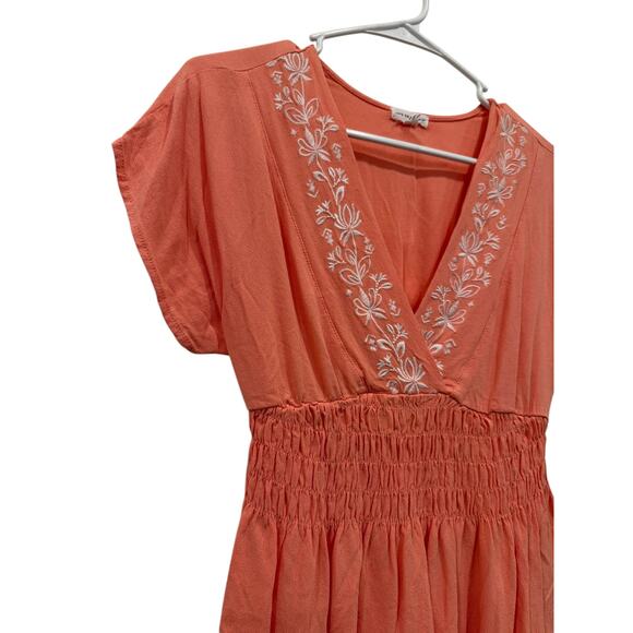 Love on a Hanger Faux Wrap Peplum Coral Top White Floral Detail Extra Small - Picture 2 of 4